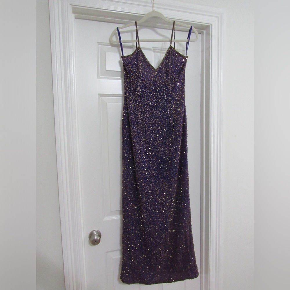 Vintage Laurence Kazar 100% Silk Beaded Gown